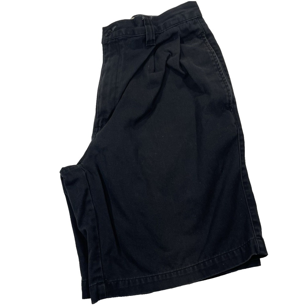 Cherokee‎ Khakis Shorts Mens Size 30 Black Pleated Cotton Chino Casual